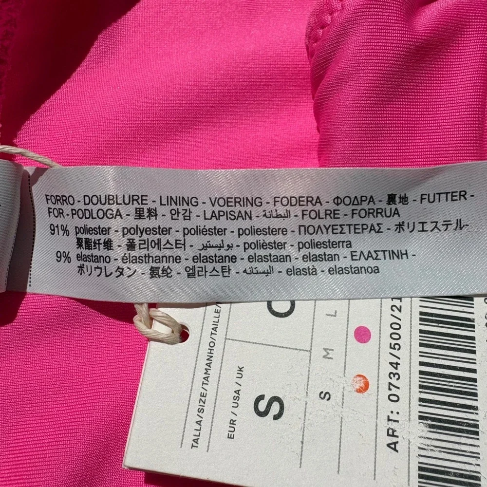 Oysho Pink Textured Triangle Bikini Set Classic Brief Small